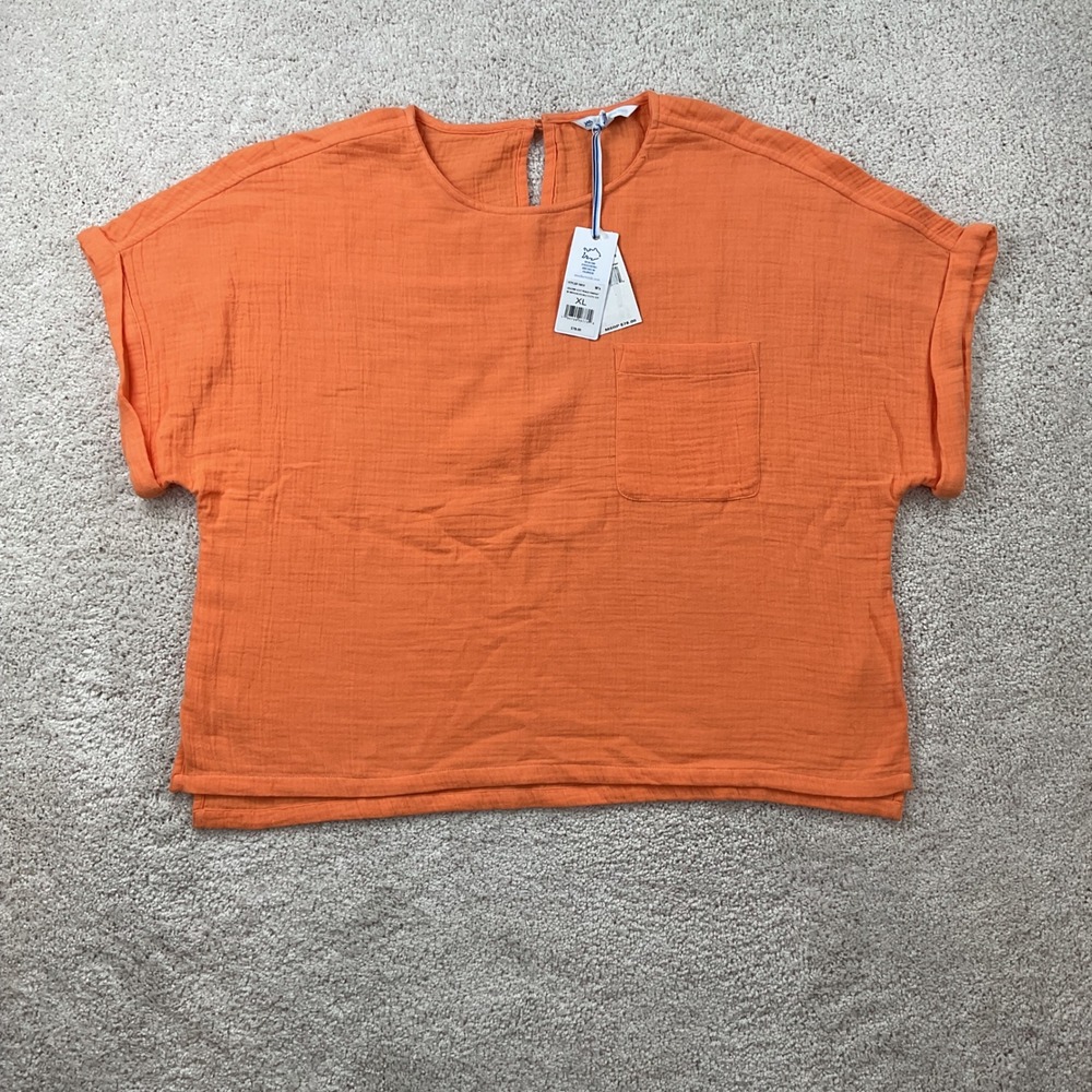 Southern Tide Imogen Double Cloth Top Peachβ Parfait Orange Cotton Gauze XL NEW